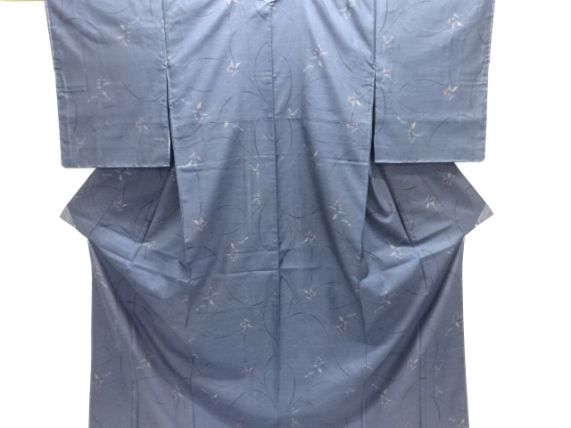 JAPANESE KIMONO / UNUSED DORO OSHIMA TSUMUGI (9 maruki) / WOVEN FLOWER & PLANT